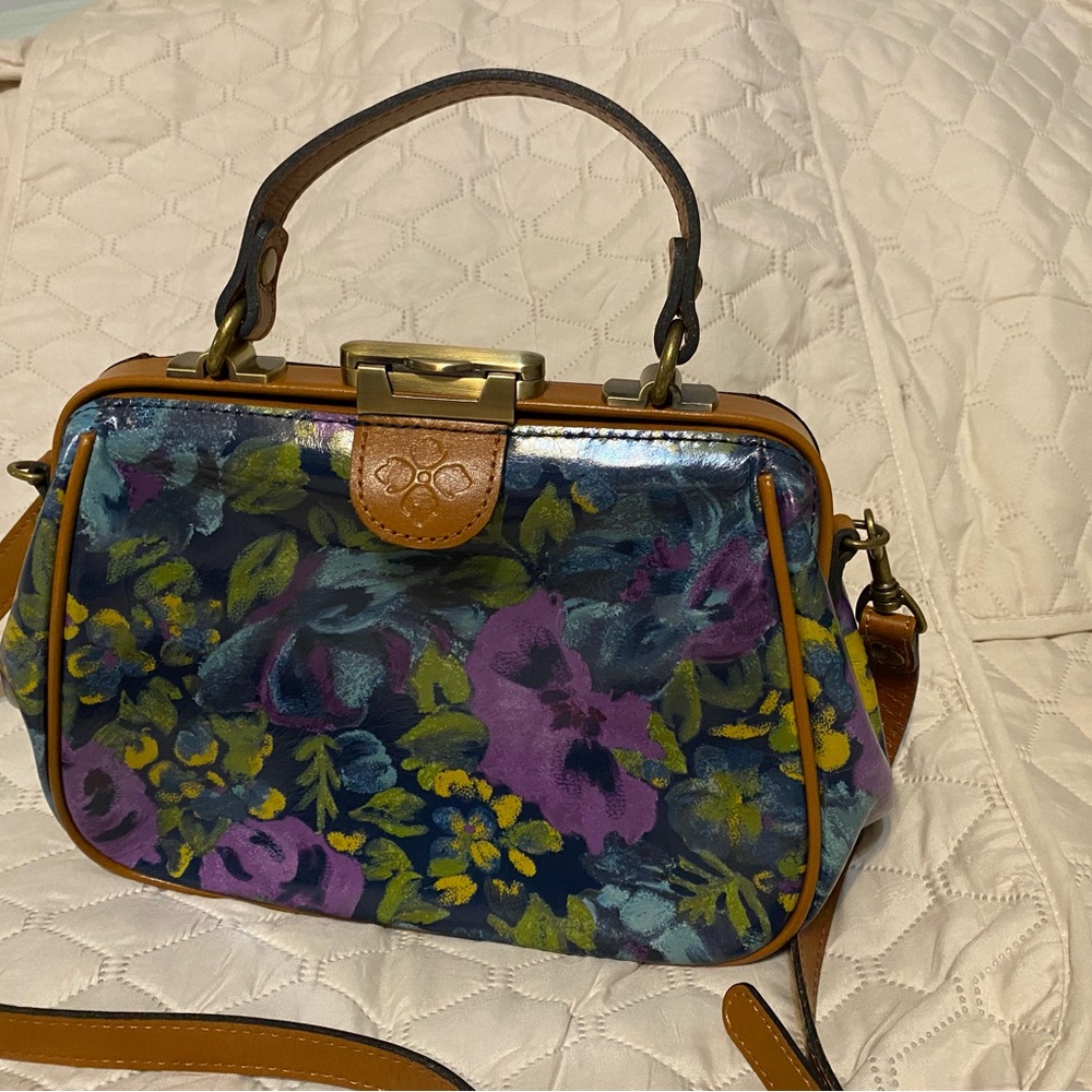 Patricia Nash Purple and Blue Floral Satchel
